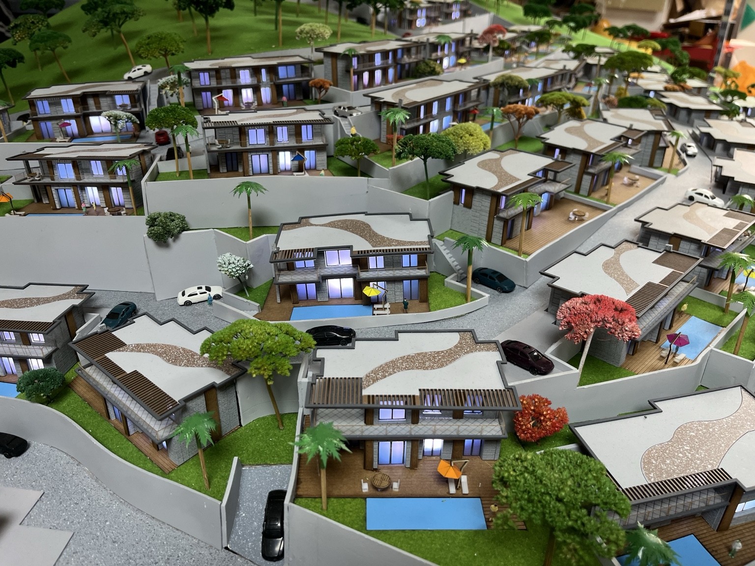 Villa maketi yerleşim ve peyzaj modeli